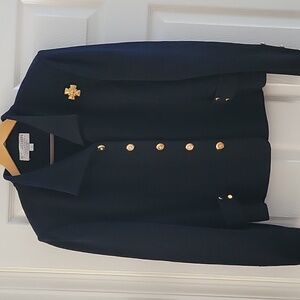 Vtg St John Black Santana Knit Cardigan Size 10 Old Money Quiet Luxury Gold